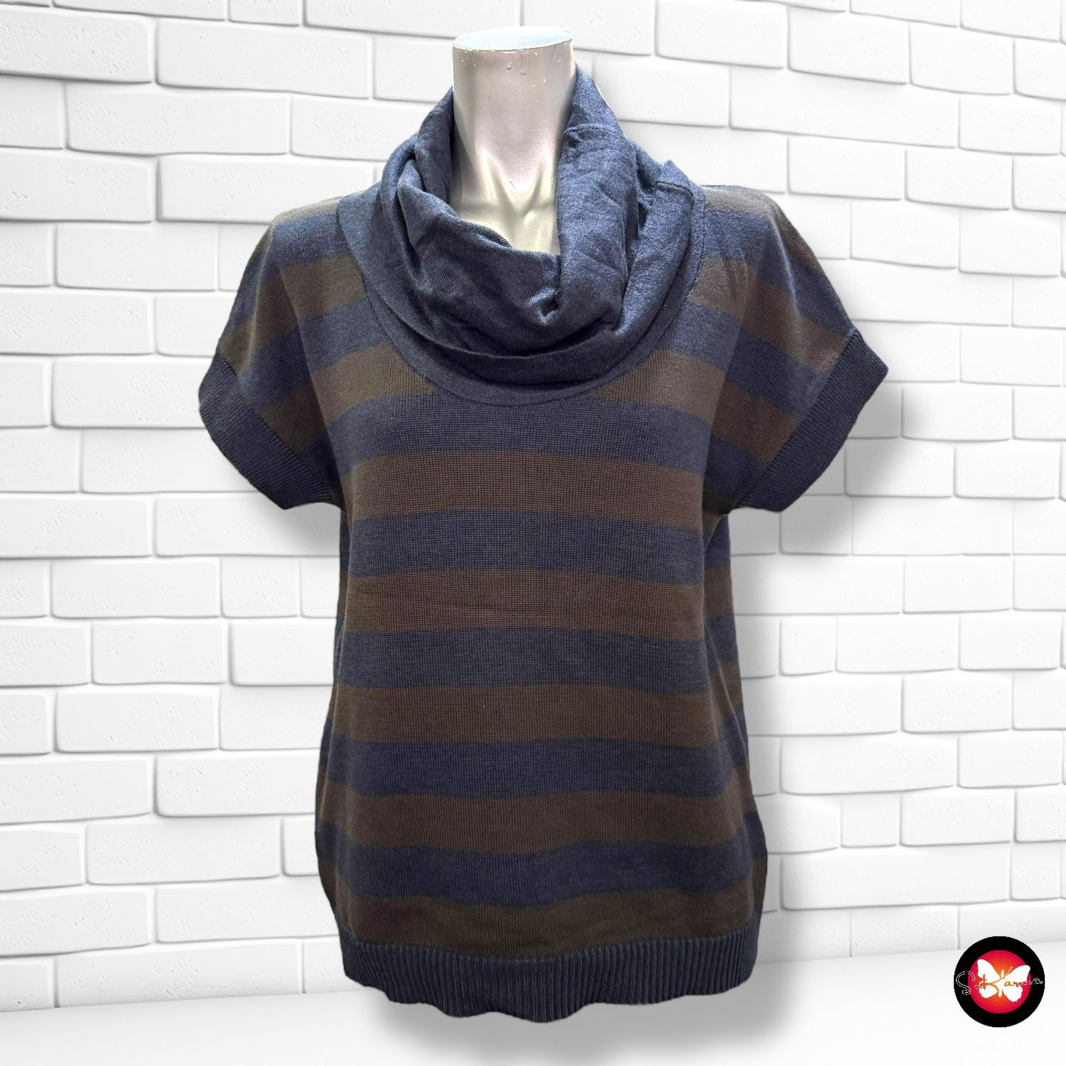 Jersey de manga corta, cuello alto y rayas CECIL Talla M