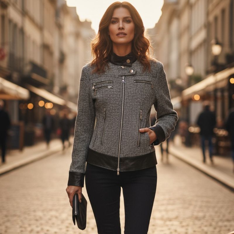 Chaqueta acolchada de paño y piel sintética IDOLS Talla XS