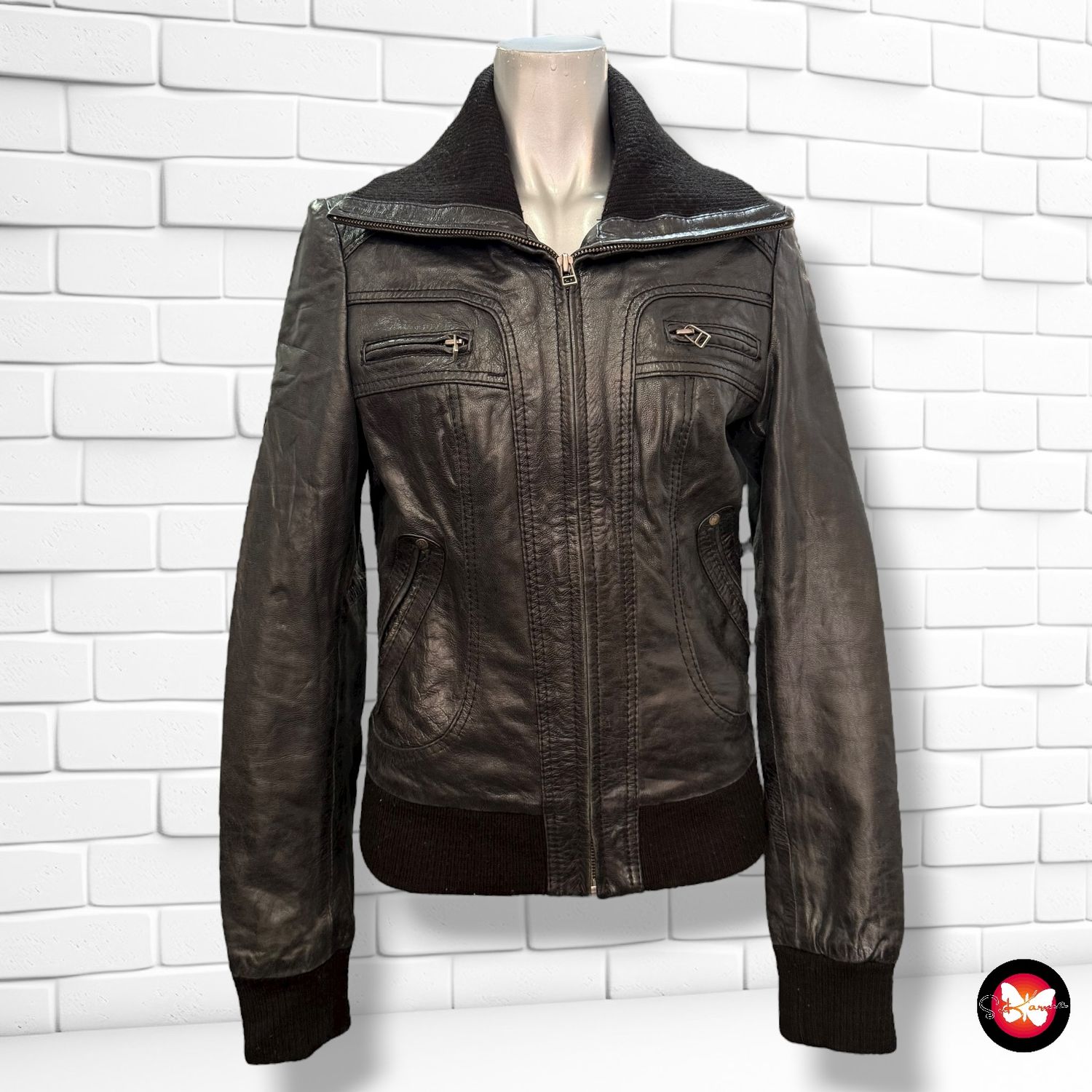 Cazadora de piel STRADIVARIUS Talla S