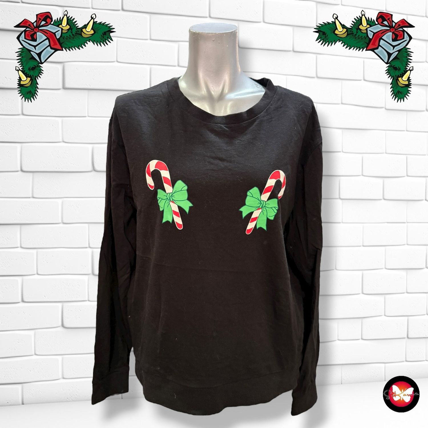 Sudadera Navideña “BASTONES DE CARAMELO” Talla M