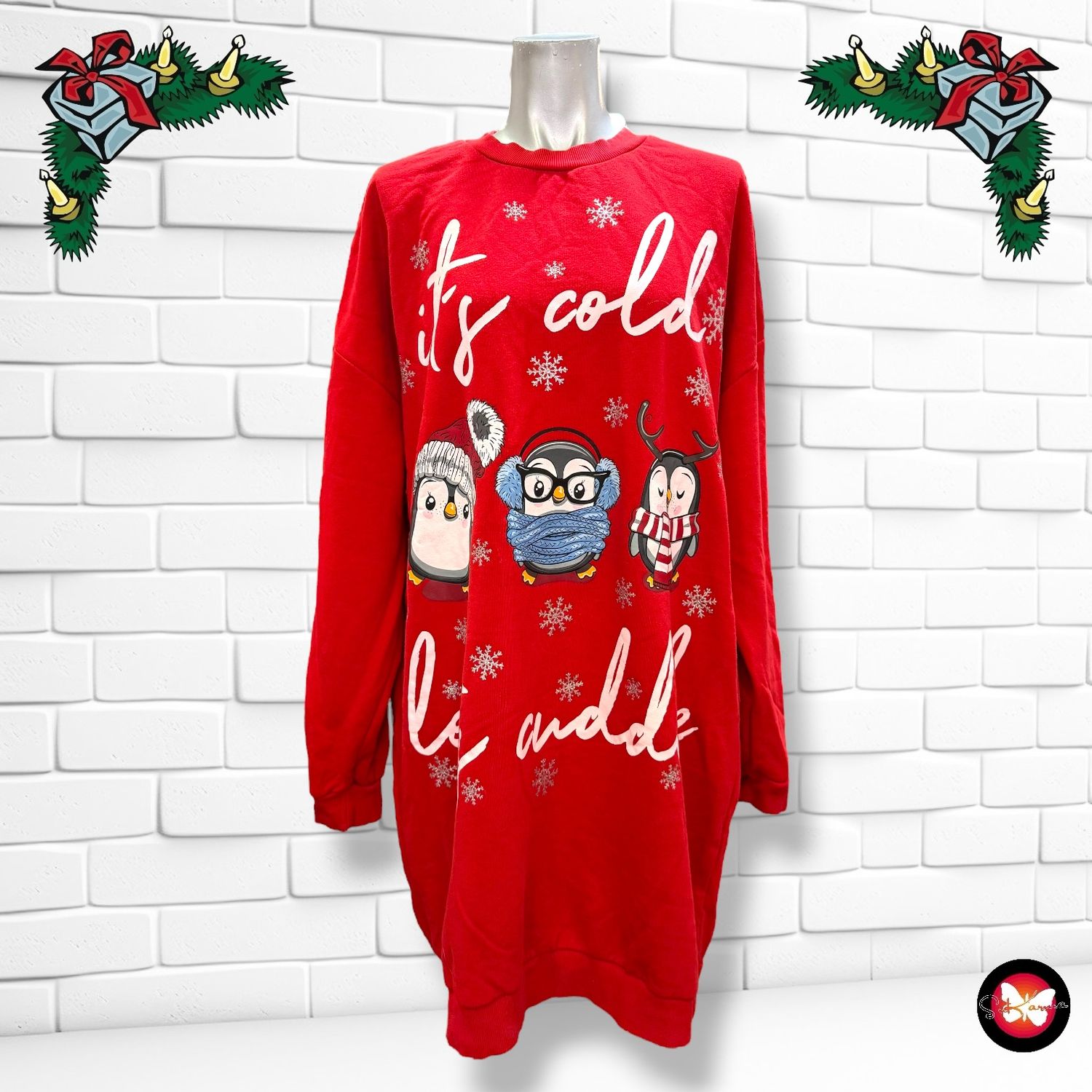 **HOY** MAXI Sudadera Navideña “PINGÜINOS DIVERTIDOS” Talla XL