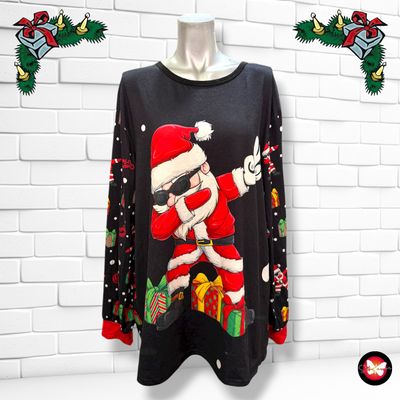 **HOY** Camiseta Navideña “SANTA CON LENTES” Talla L