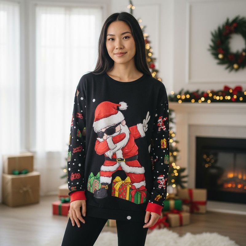 **HOY** Camiseta Navideña “SANTA CON LENTES” Talla L