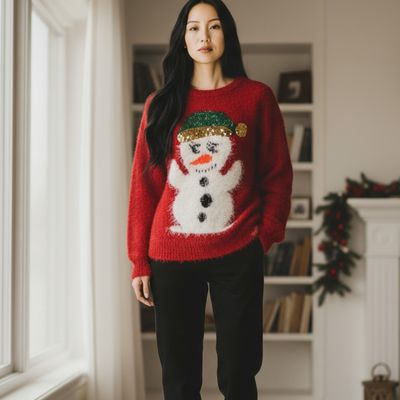 Jersey Navideño "MUÑECO NAVIDEÑO PELUDITO” Talla S