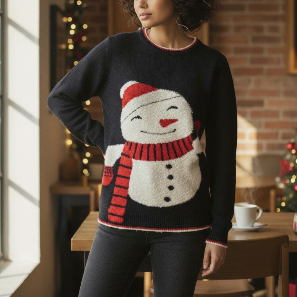 Jersey Navideño “MUÑECO DE NIEVE PELUDITO” Talla M