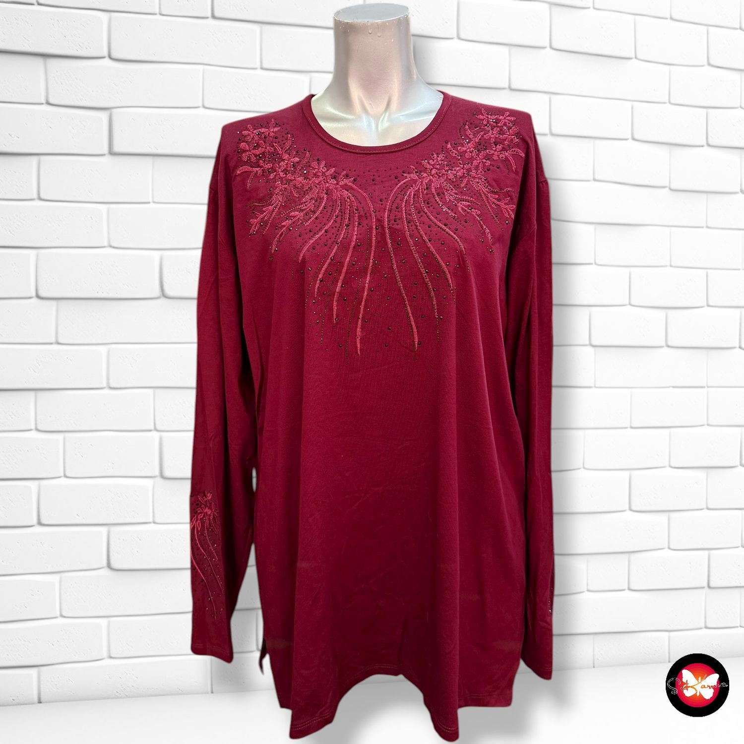 **HOY** Blusa de manga larga con brillos Talla 3XL