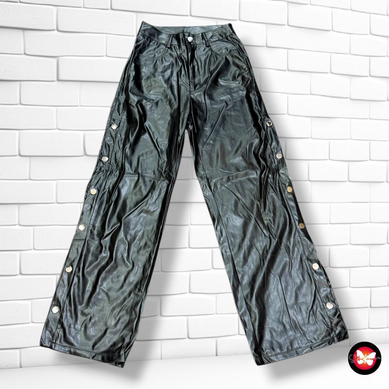 Pantalón de piel sintética con aberturas Talla XS