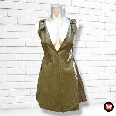 **HOY** Vestido de piel sintética con falda plisada Talla M