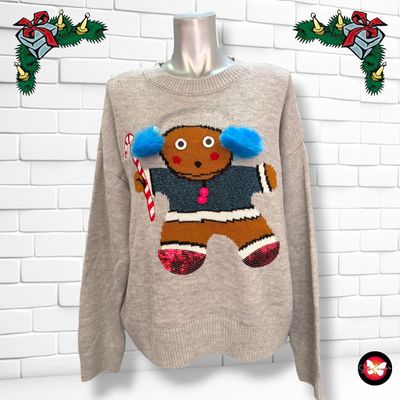Jersey Navideño &quot;Galletas de Hombrecito de Jengibre” Talla M
