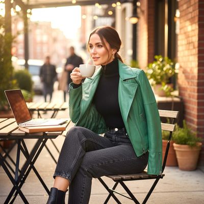 Chaqueta biker de antelina Talla S