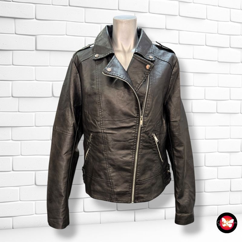 Cazadora de piel biker de piel sintética Talla XL (pequeña)
