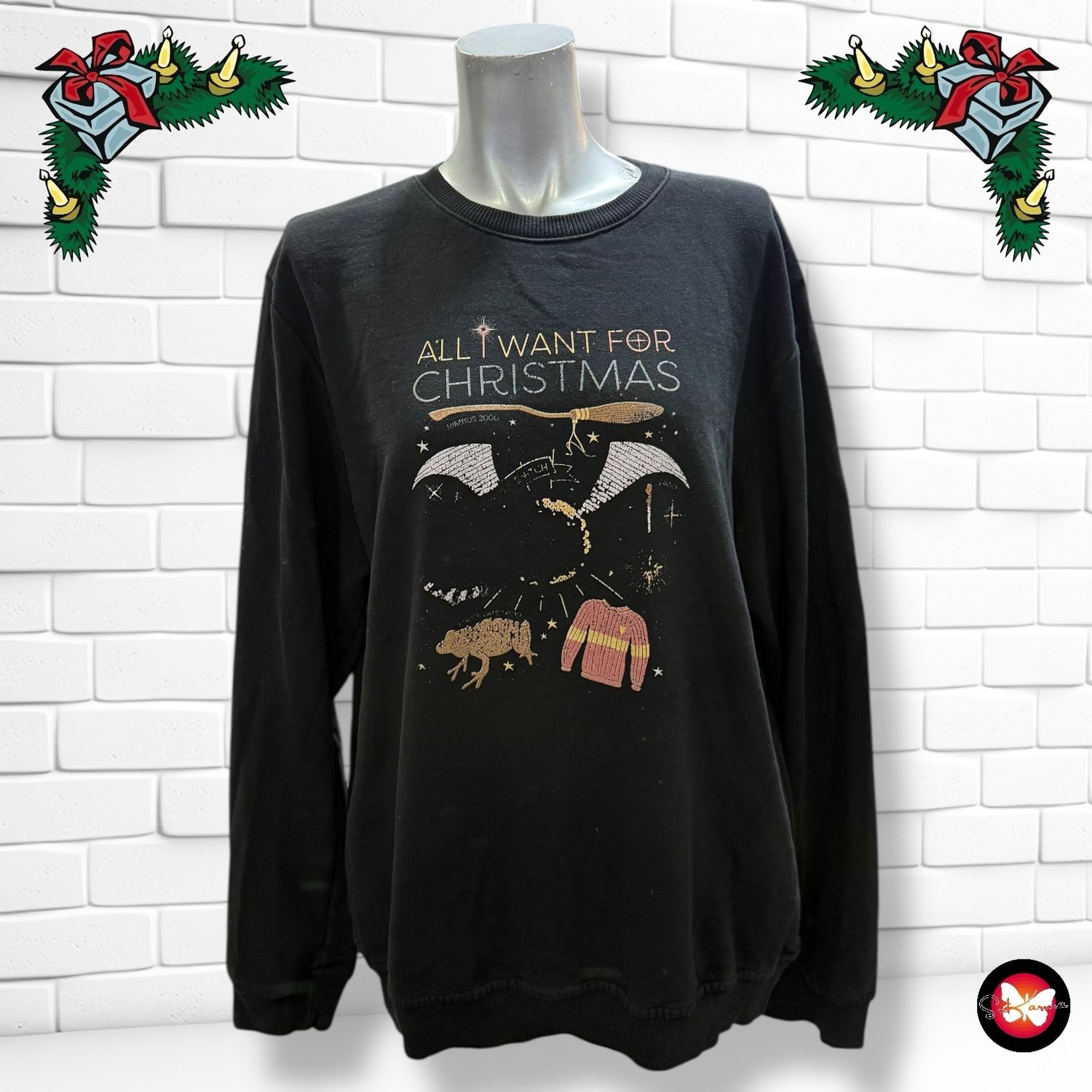 **HOY** Sudadera Navideña “ALL I WANT FOR CHRISTMAS · HARRY POTTER” Talla L
