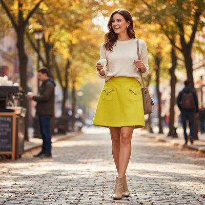 **HOY** Falda de paño con cinturón PROMOD Talla 38