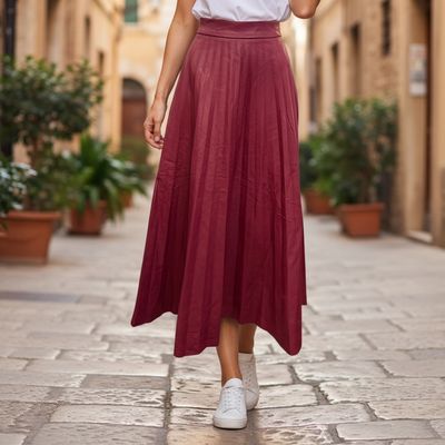 **HOY** Falda larga plisada de piel sintética STRADIVARIUS Talla S