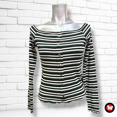 **HOY** Jersey de manga larga canalé escote barco BERSHKA Talla M