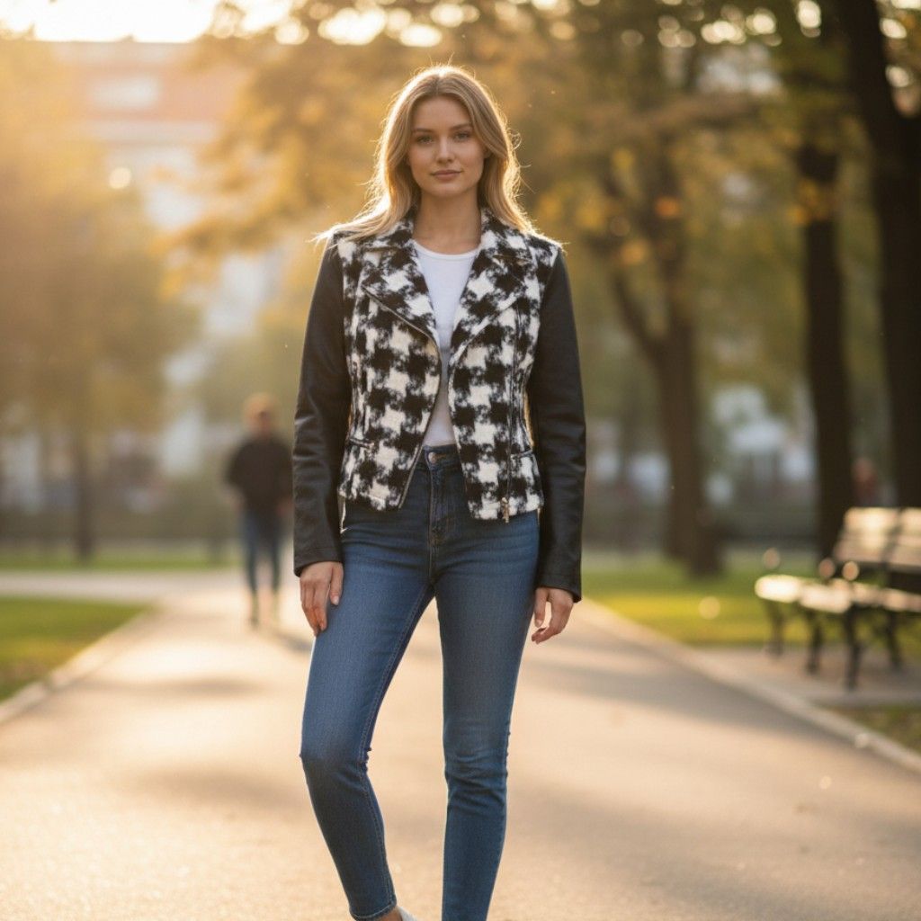 Cazadora de paño y piel sintética VALENTINA Talla XS