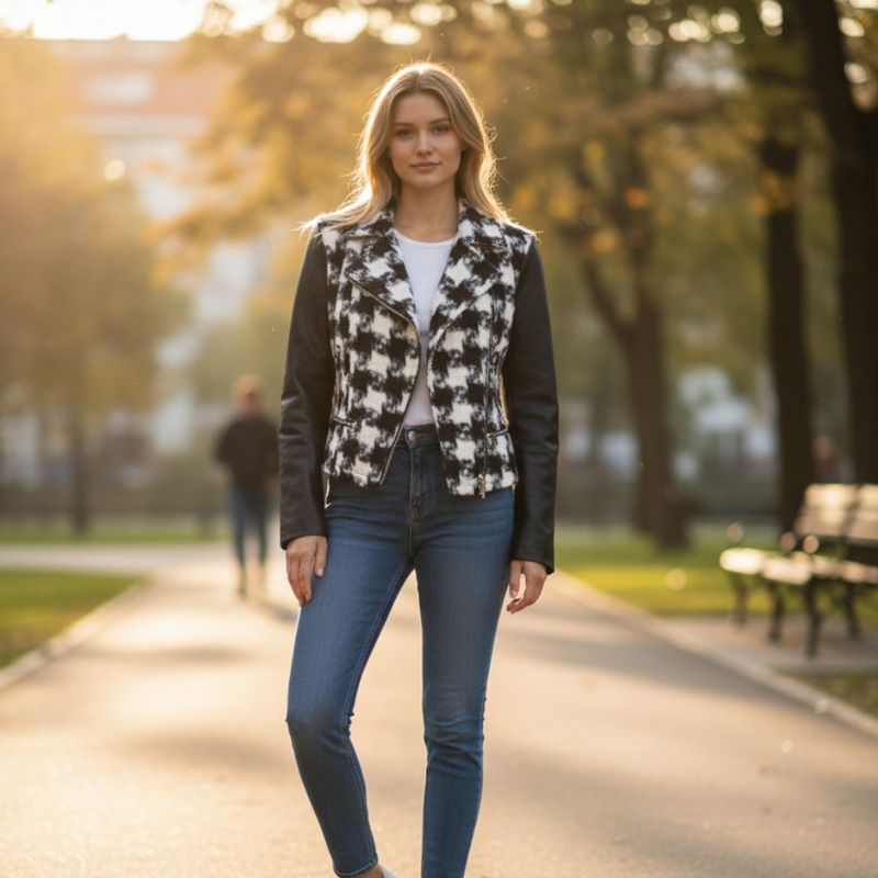 **HOY** Cazadora de paño y piel sintética VALENTINA Talla XS
