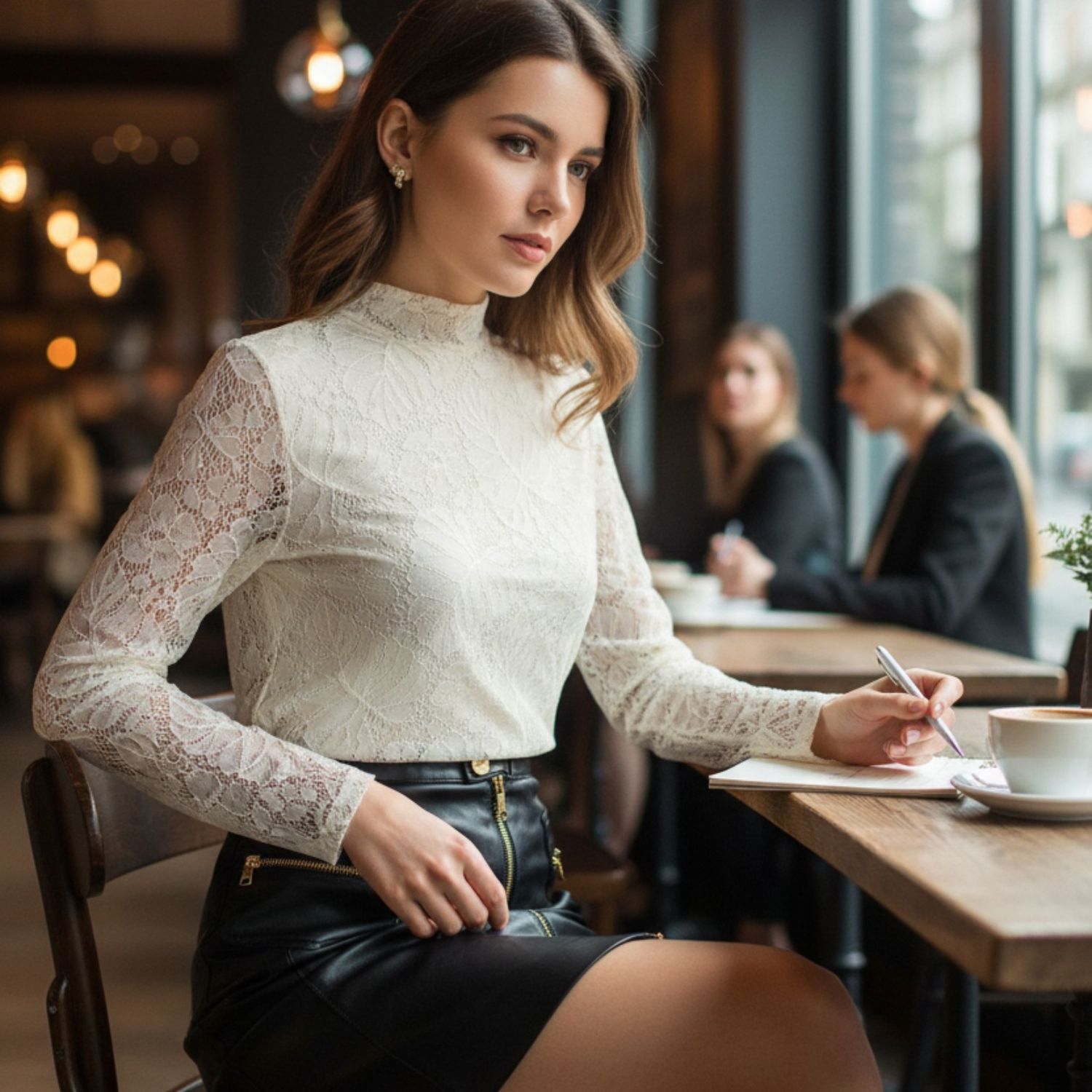 Blusa de encaje de manga larga FIRST AND I Talla XS