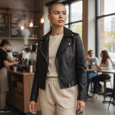 Cazadora biker de piel sintética Talla S