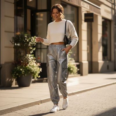 Pantalón cargo de piel sintética GUTS &amp; GUSTO Talla M