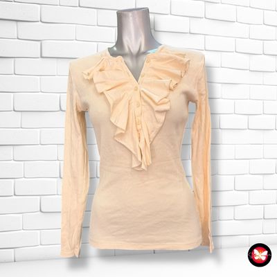 **HOY** Camiseta de manga larga canalé con chorreras LAUREN RALPH LAUREN Talla XS