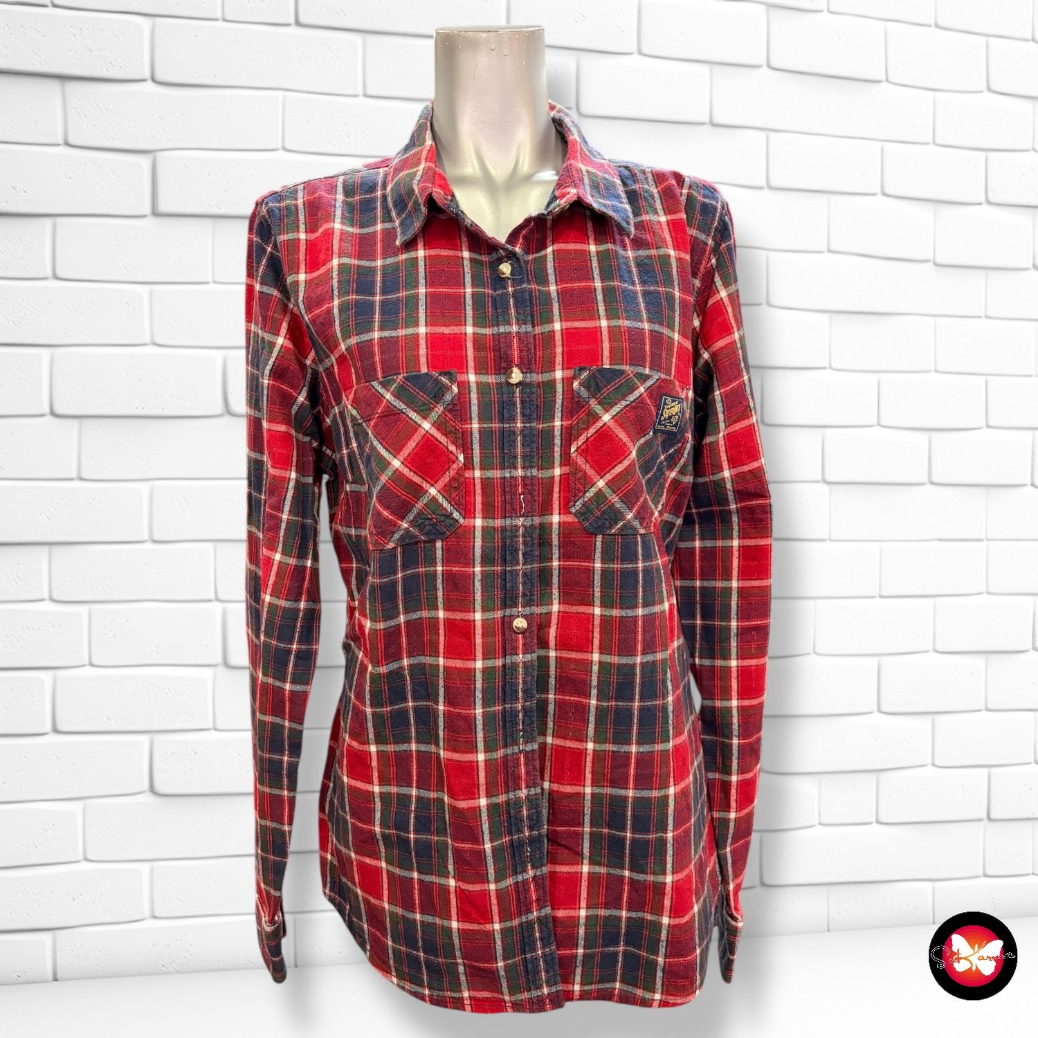 **HOY** Camisa de manga larga de cuadros SUPERDRY Talla XL (pequeña)