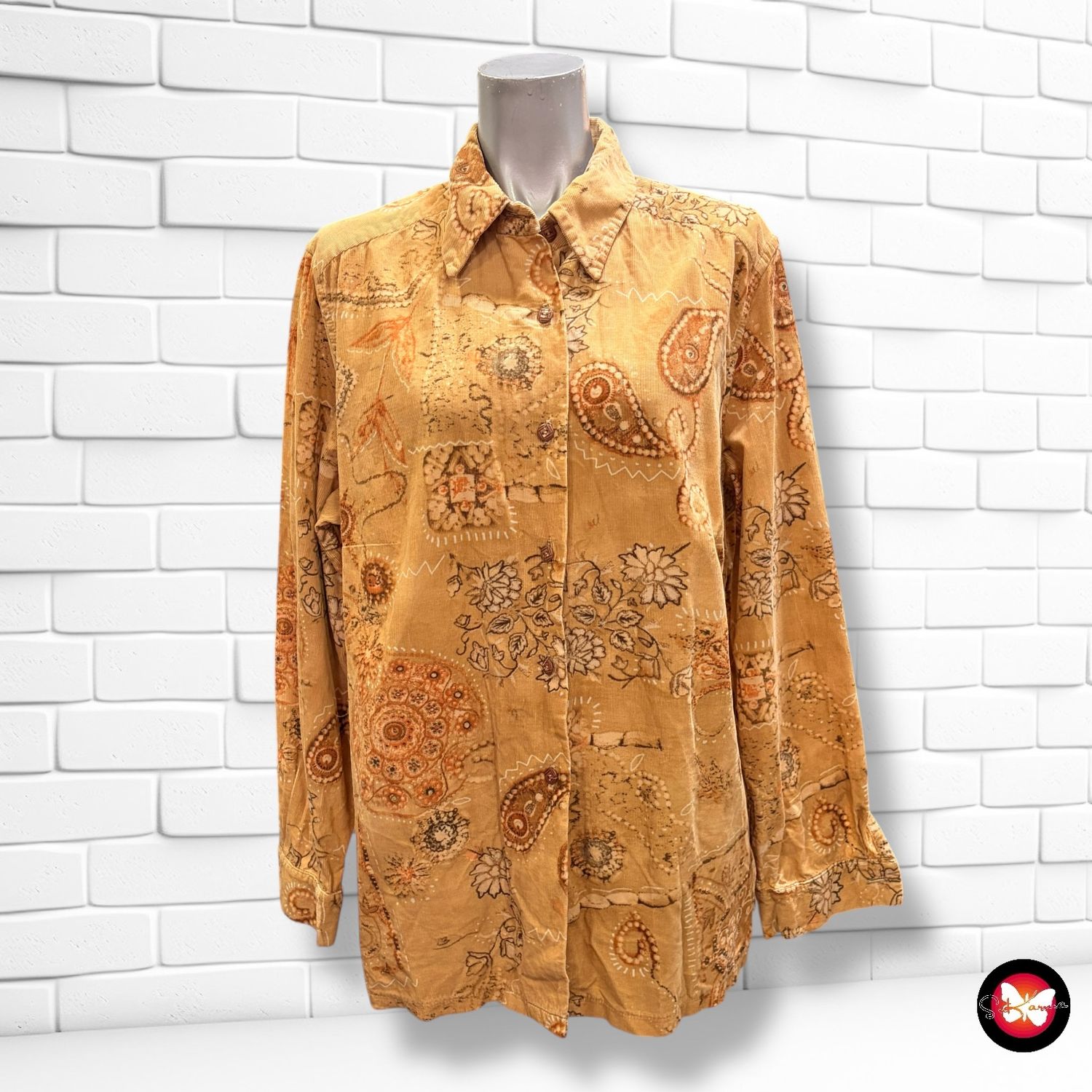 **HOY** Camisa de manga larga de pana estampada Talla L