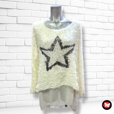 **HOY** Jersey de manga larga peludito con blusa debajo Talla L