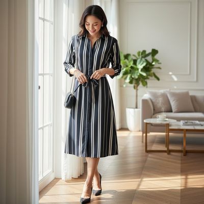 Vestido de rayas K-DESIGN Talla L