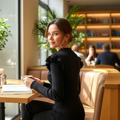 Jersey de manga larga canalé con volantito ONLY Talla L (pequeña)