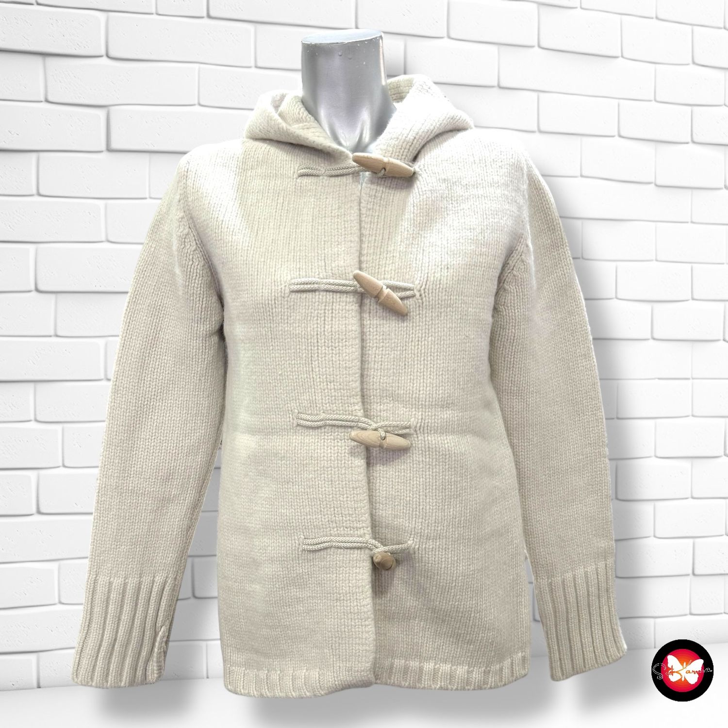 Chaqueta de punto con capucha y botones de madera UNITED COLORS OF BENETTON Talla S