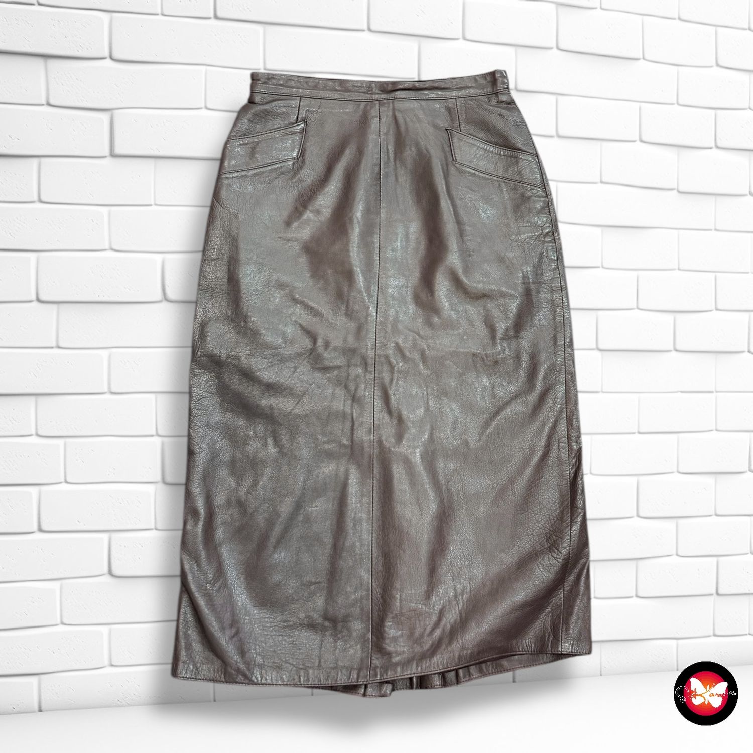 **HOY** Falda midi vintage de piel Talla S