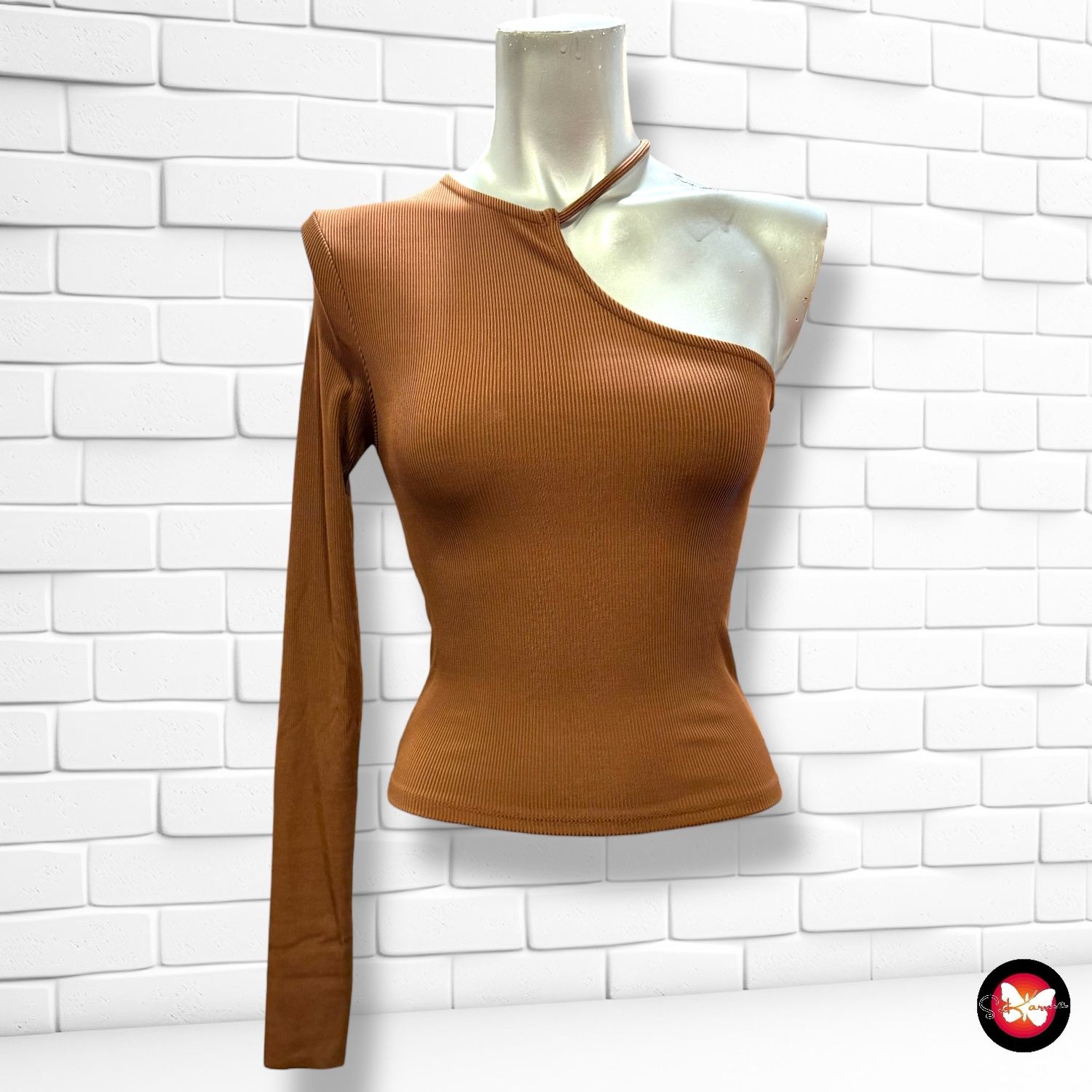 Blusa de manga larga y escote asimétrico STR Talla XS