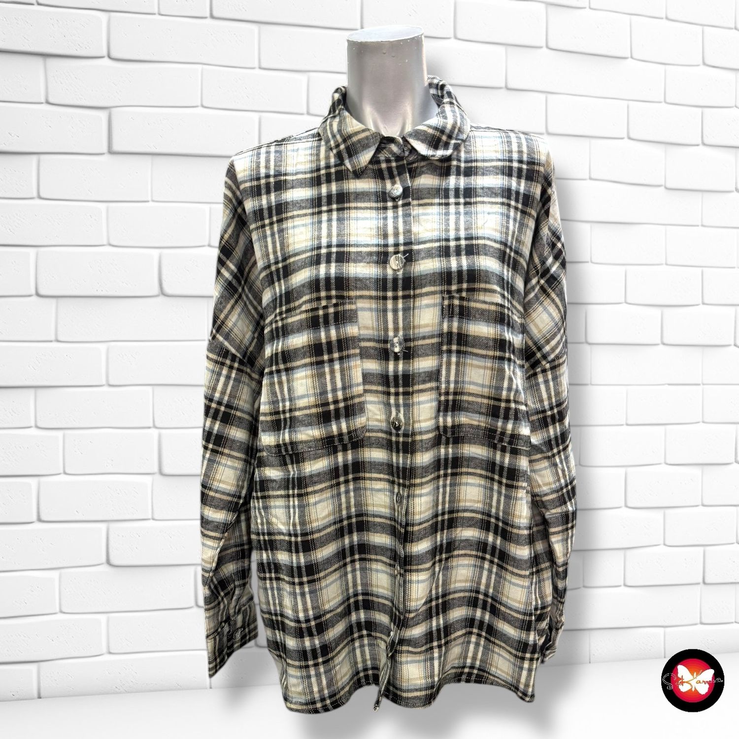 Camisa de manga larga de cuadros tipo franela CLOCKHOUSE Talla 40 (grande)