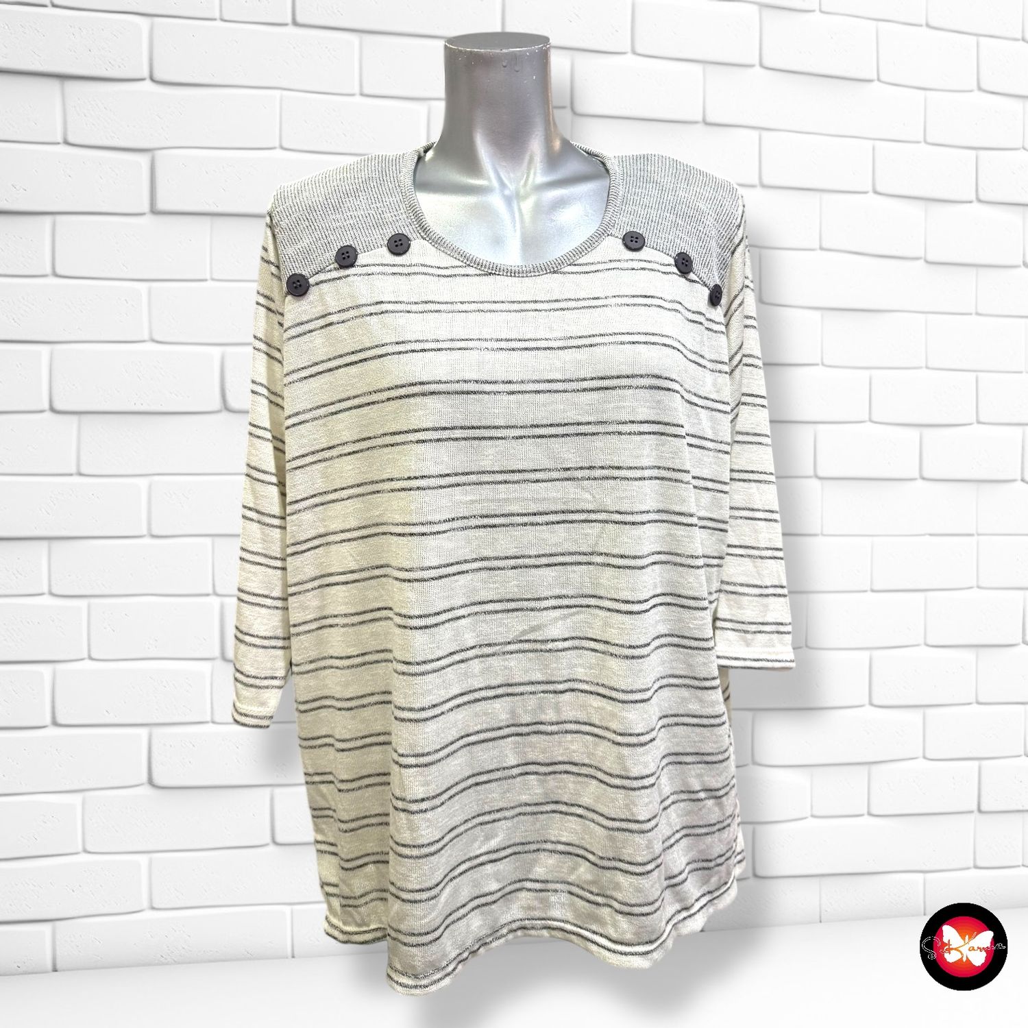 Jersey finito de media manga de rayitas Talla L/XL