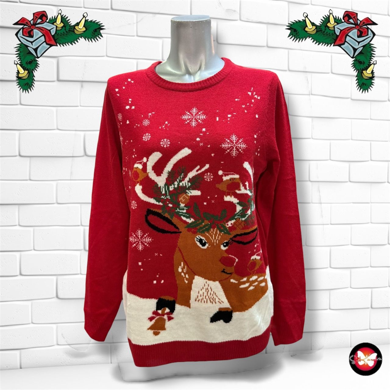 Jersey Navideño &quot;RUDOLPH CON PAJARITOS” Talla S