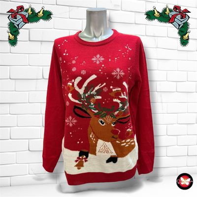 Jersey Navideño &quot;RUDOLPH CON PAJARITOS” Talla S