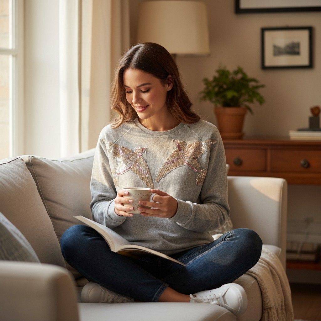 **HOY** Sudadera básica con lentejuelas Talla M