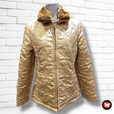 Chaqueta acolchada fina con cuello de pelo Talla S