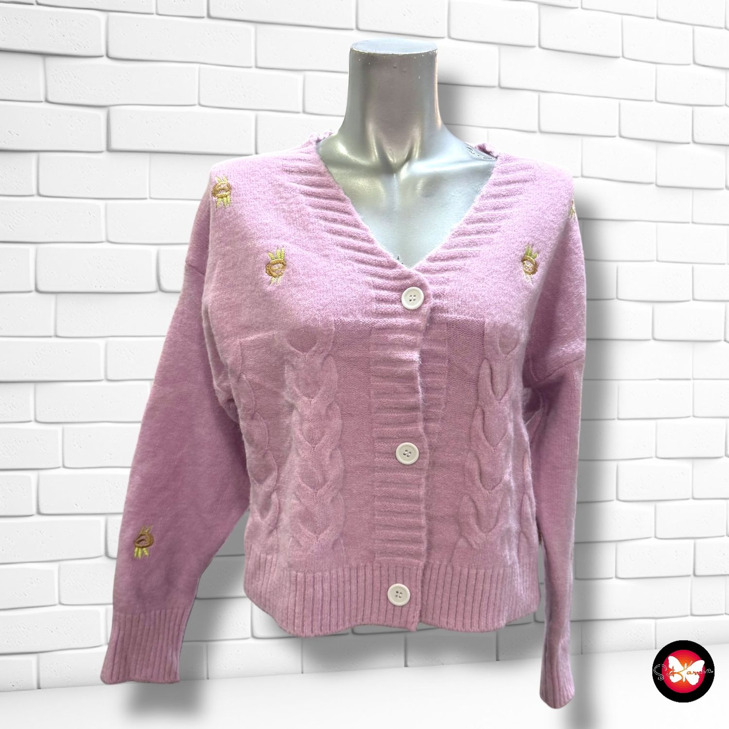 Chaqueta de punto con bordados SHEIN Talla Única