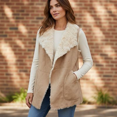 Chaleco de pelo y piel sintética ZARA Talla S