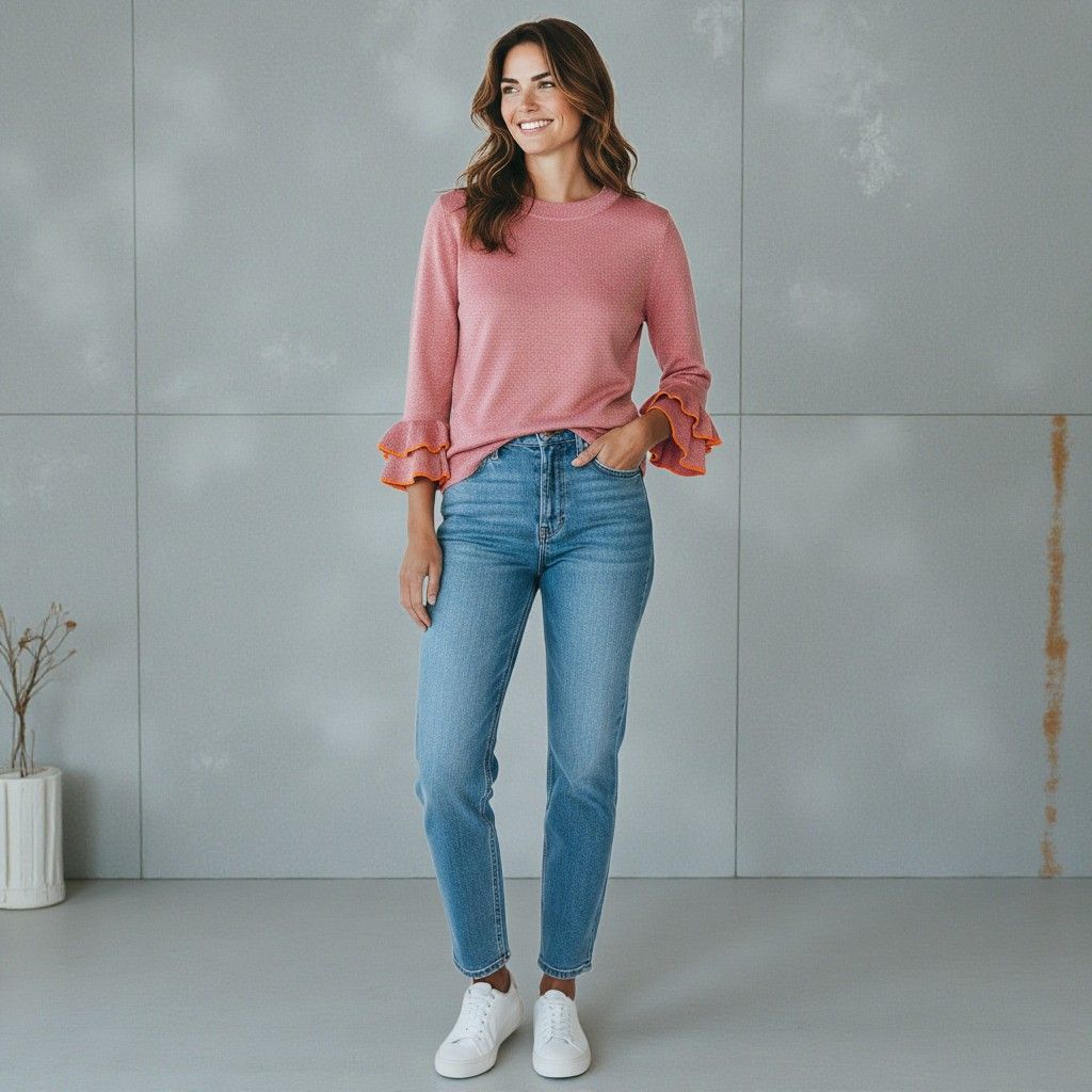 Jersey de manga larga con lurex y volantes NÜMPH Talla S