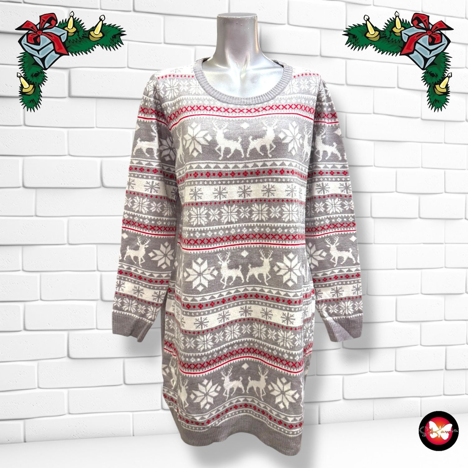 **HOY** MAXI Jersey Navideño “RENOS Y COPOS DE NIEVE” Talla L