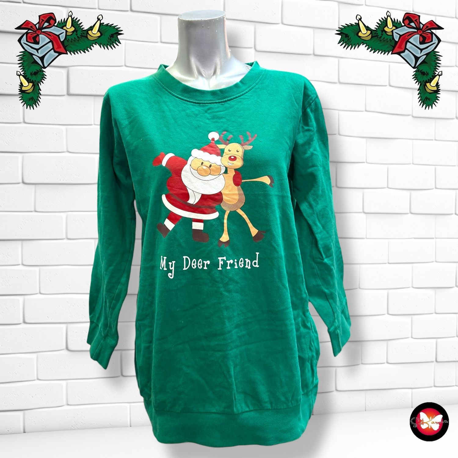 **HOY** Sudadera Navideña “SANTA Y RUDOLPH AMIGOS” Talla S