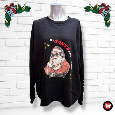 **HOY** Sudadera Navideña “DJ SANTA CON PLAYLIST DE SPOTIFY” Talla XL