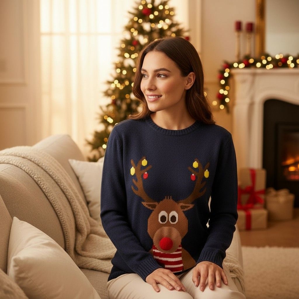 Jersey Navideño “RUDOLPH CON BUFANDA” Talla 52/54