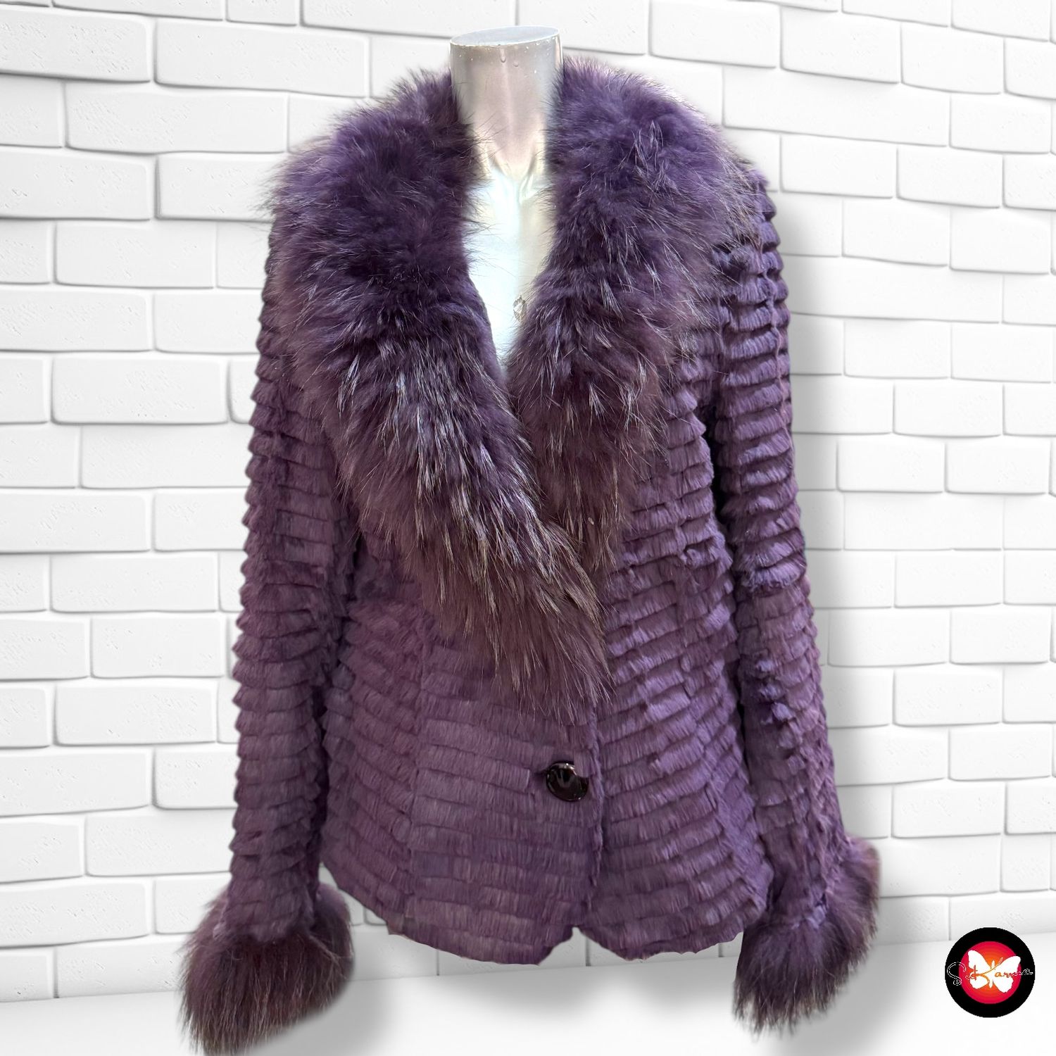 **HOY** Abrigo de conejo y pelo de mapache MUSGO Talla L (pequeña)