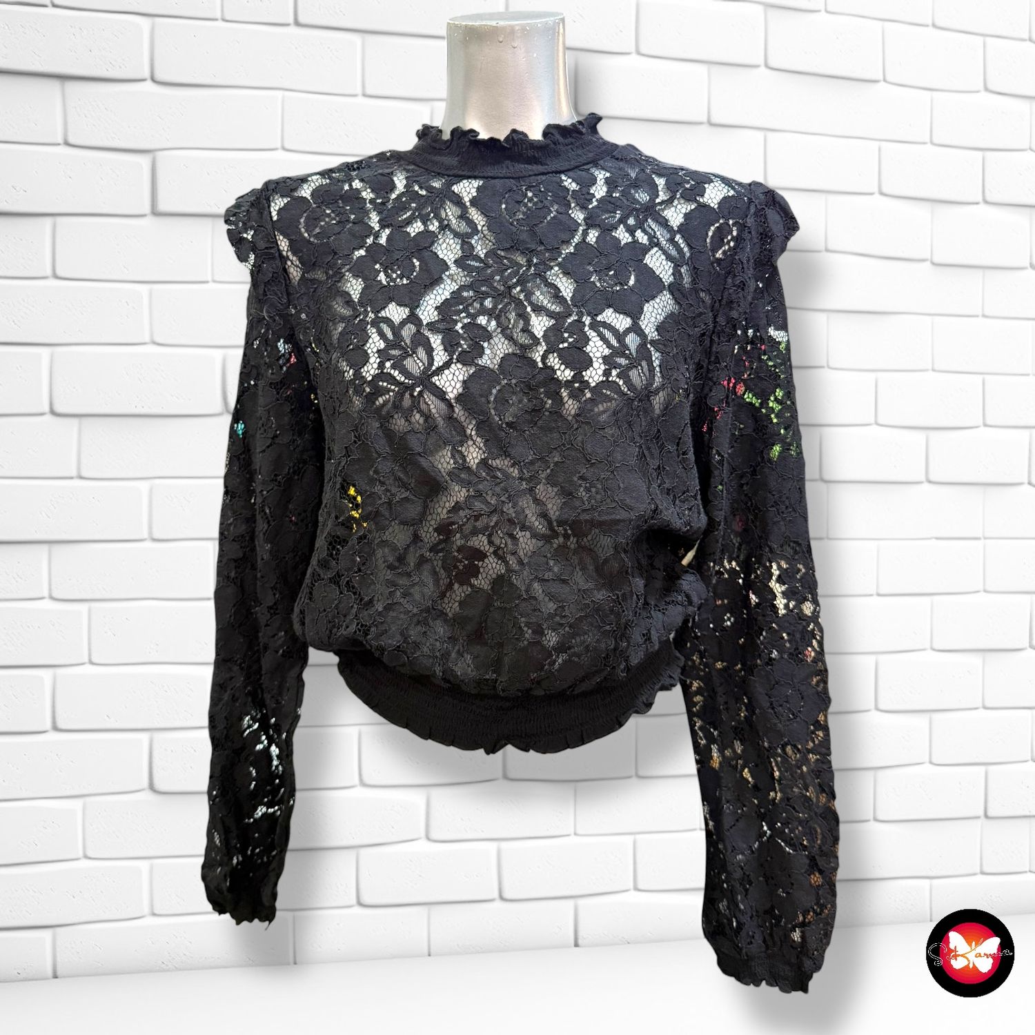 **HOY** Blusa de noche de encaje traslúcida PIMKIE Talla S/M