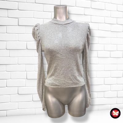 **HOY** Jersey de noche con lurex traslúcido con mangas abullonadas STRADIVARIUS Talla M (pequeña)