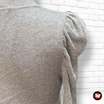 Jersey de noche con lurex traslúcido con mangas abullonadas STRADIVARIUS Talla M (pequeña)